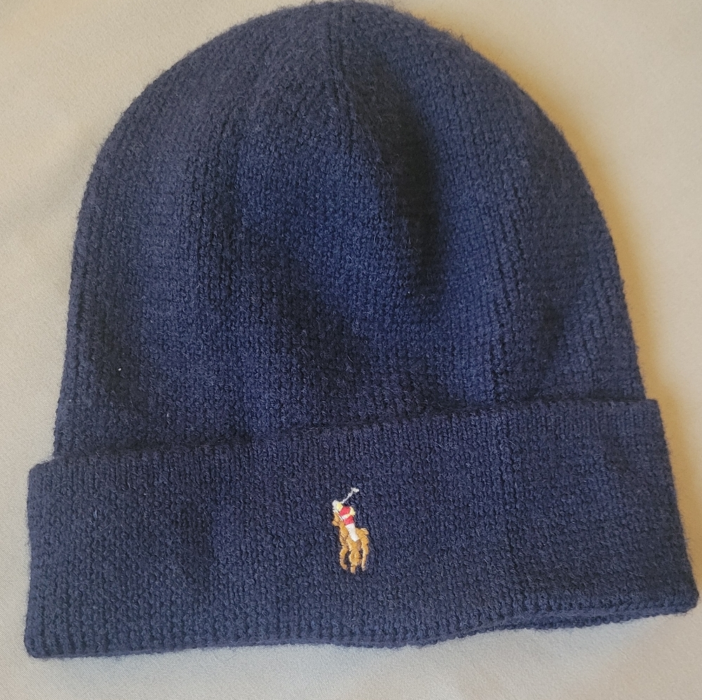 Ralph Lauren Navy Knit Hat with Logo